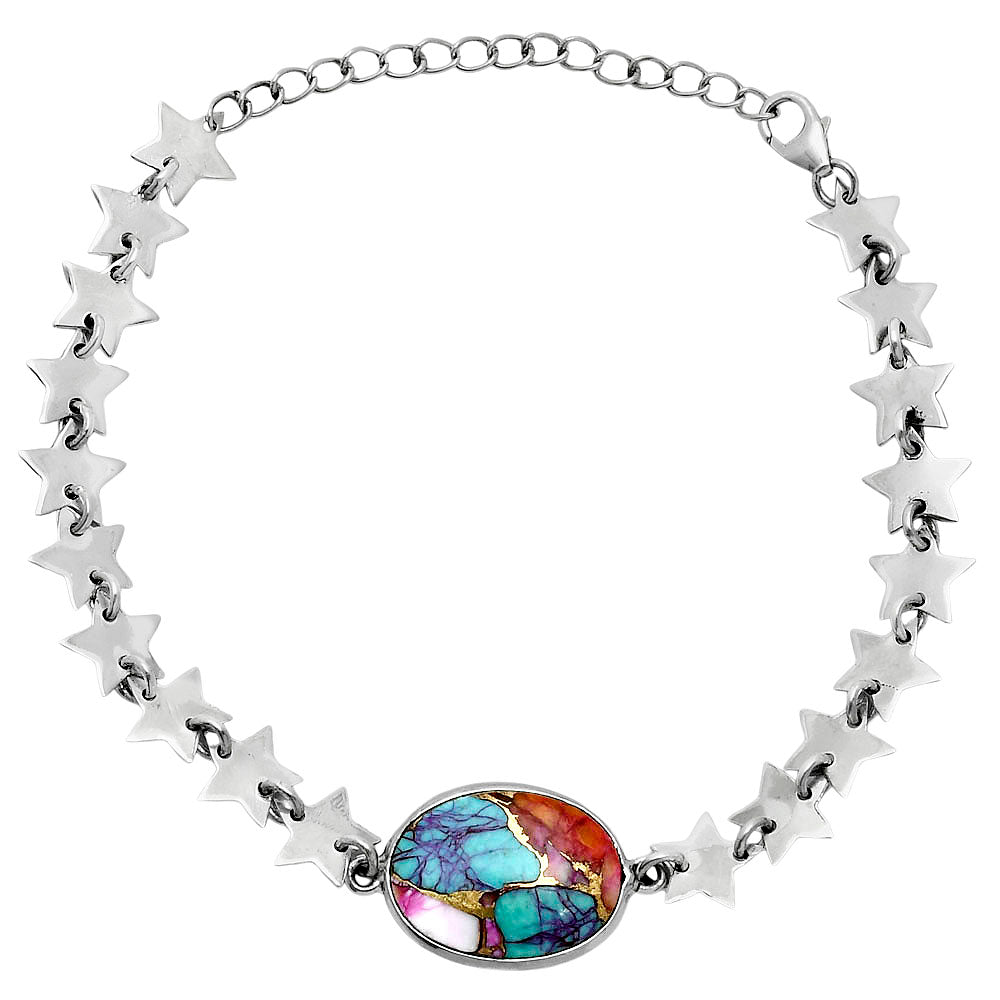 Premium Star Kingman Orange Dahlia Turquoise Bracelet B-1044 30-EB10304