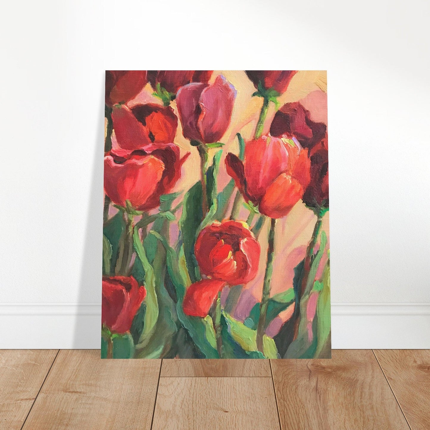 'Tulips' Floral I 16x20 Museum-Quality Matte Paper Poster | Original Artwork by American Artist Barbara Cleary (Fall Collection)