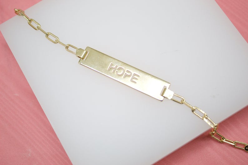 Plate Charm Paperclip Link Bracelet (I300)