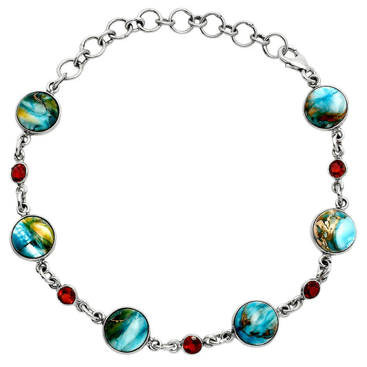 Premium Quality Spiny Oyster Turquoise & Garnet Bracelet B-1006 32-EB10332