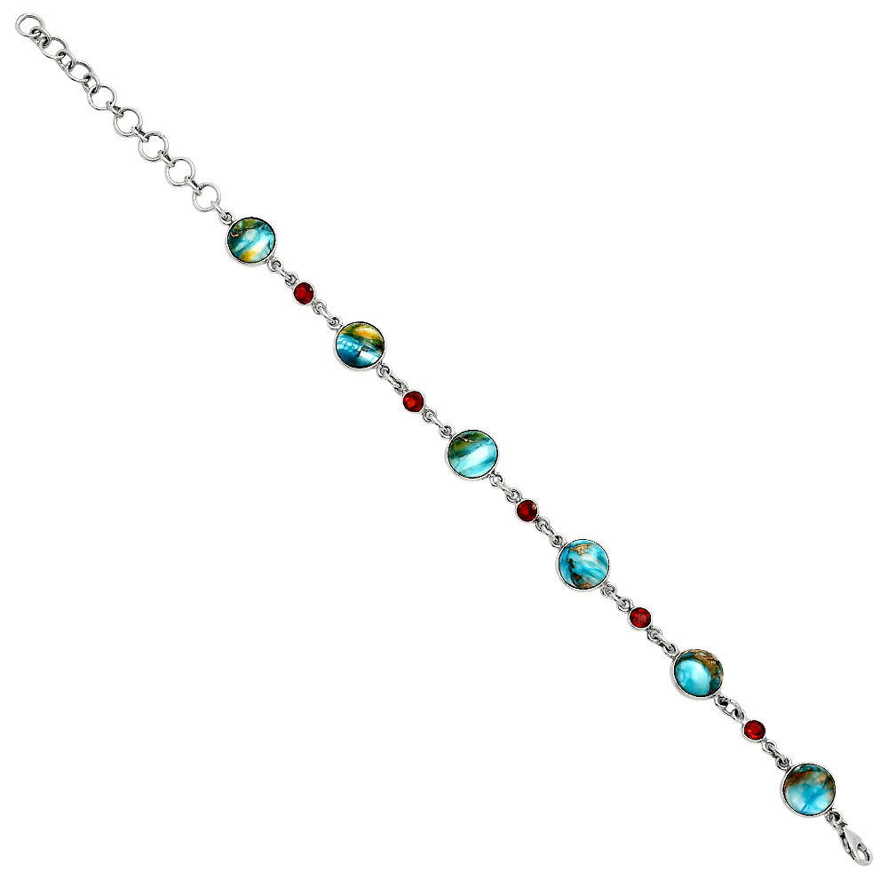 Premium Quality Spiny Oyster Turquoise & Garnet Bracelet B-1006 32-EB10332