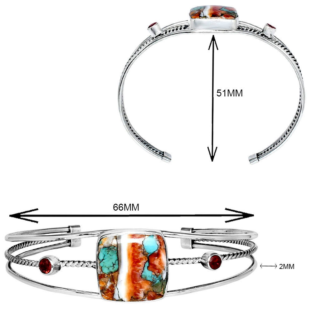Premium Spiny Oyster Turquoise & Garnet Cuff Bangle Bracelet B-1011 32-EB10353
