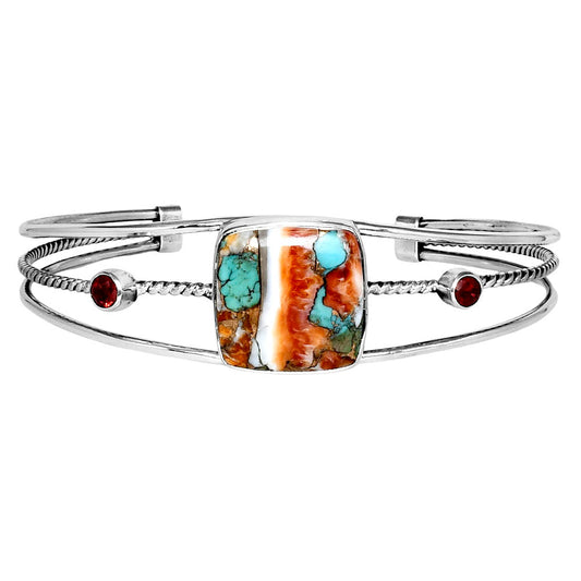 Premium Spiny Oyster Turquoise & Garnet Cuff Bangle Bracelet B-1011 32-EB10353
