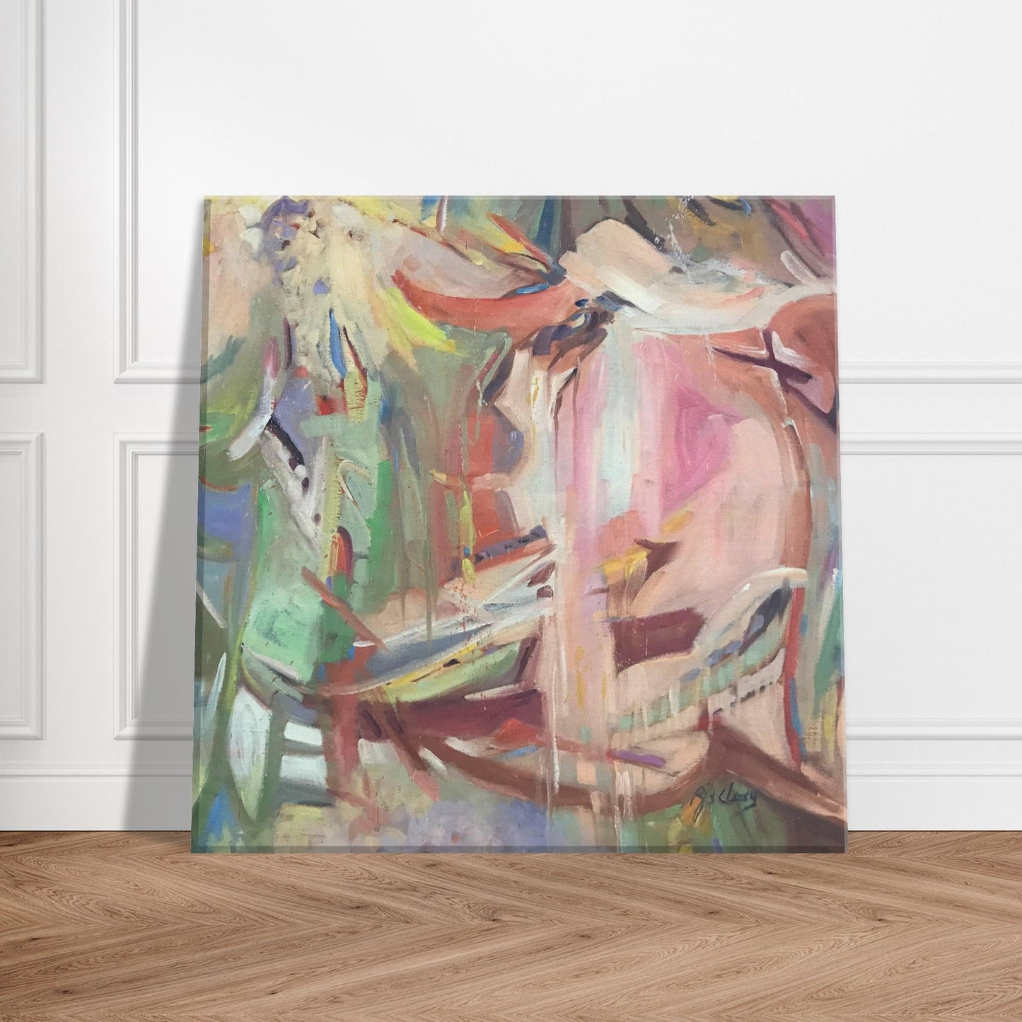 ‘All Seasons’ Abstract I 12x12 inch Art Print on Canvas I Original Artwork by American Artist Barbara Cleary