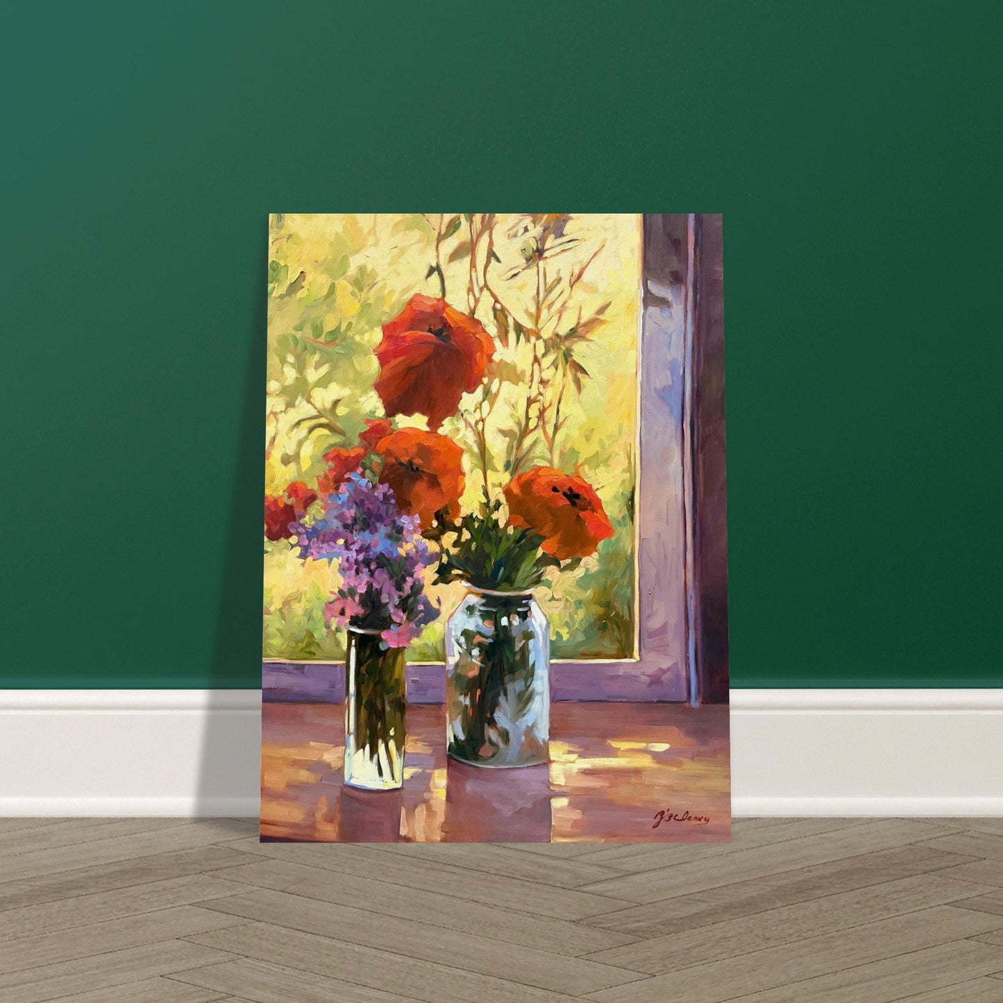 'Morning Light Poppies' Floral I 18x24 Museum-Quality Matte Paper Poster | Original Artwork by American Artist Barbara Cleary