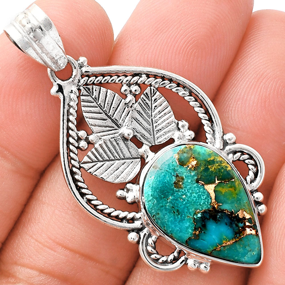 Premium Quality Kingman Copper Teal Turquoise Pendant P-1258 34-EP10250
