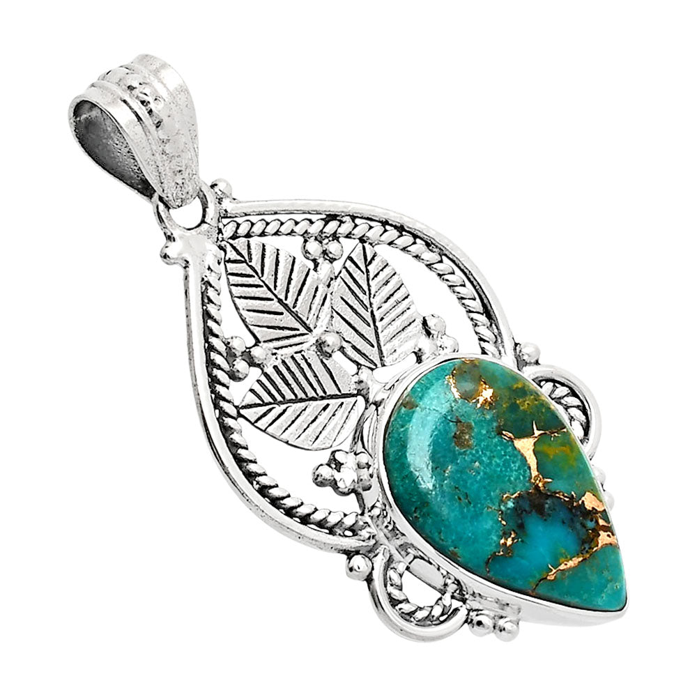 Premium Quality Kingman Copper Teal Turquoise Pendant P-1258 34-EP10250