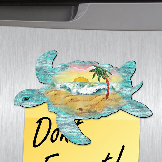 Rustic Sea Turtle Shaped Refrigerator Coastal Magnets Set of 3