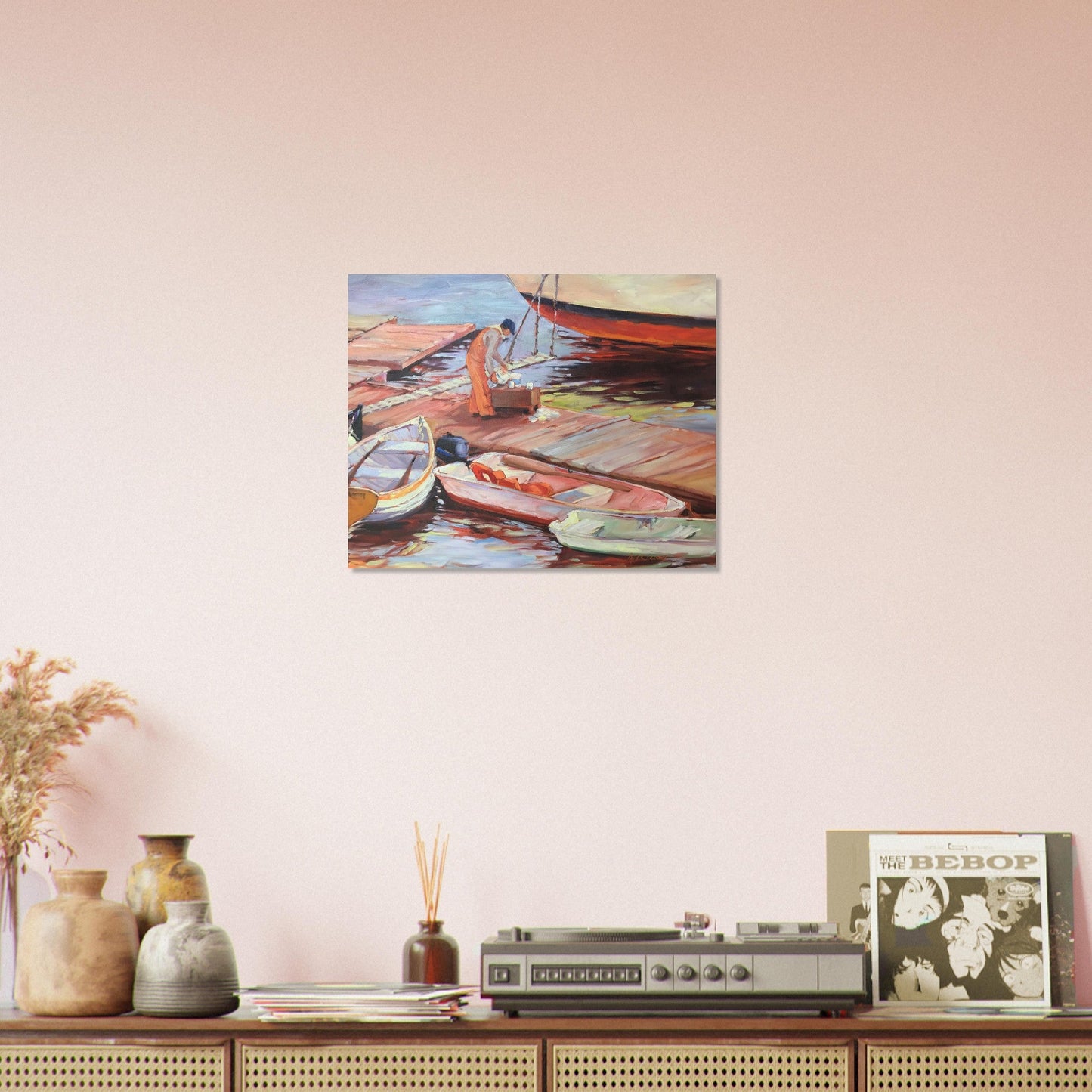 'Fishing Dock' I 16x20 Museum-Quality Matte Paper Poster | Original Artwork by American Artist Barbara Cleary