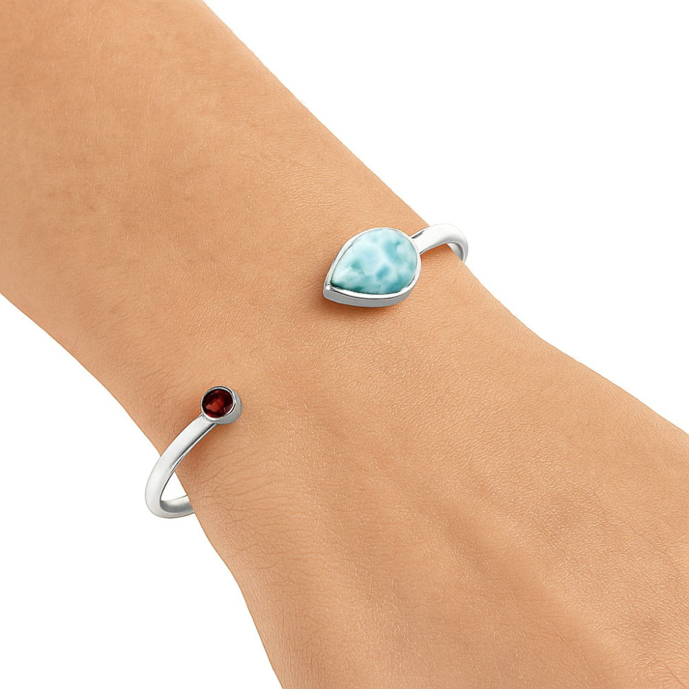 Premium Quality Larimar & Garnet Cuff Bangle Bracelet B-1004 37-EB10376