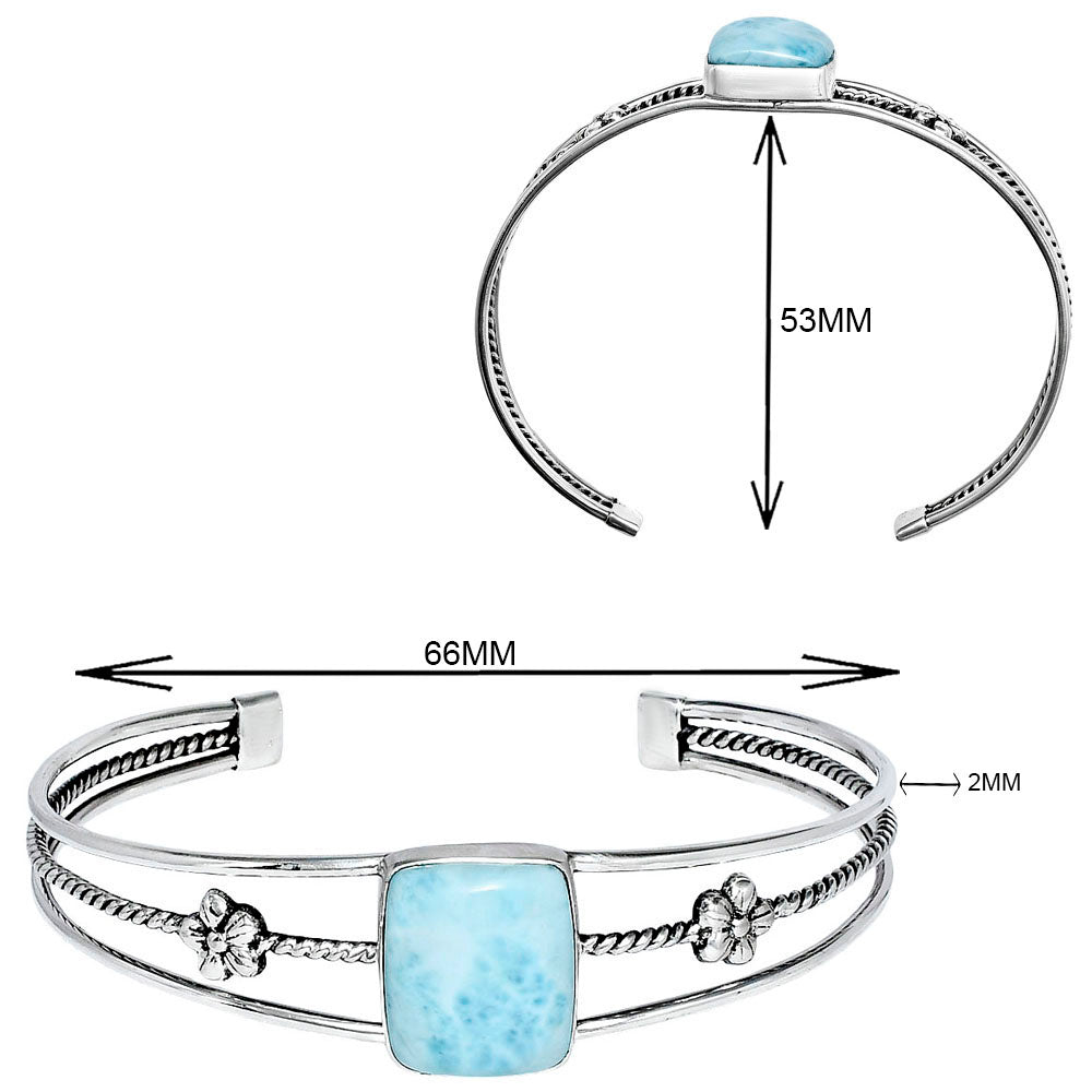 Premium Quality Natural Larimar Cuff Bangle Bracelet B-1012 37-EB10395