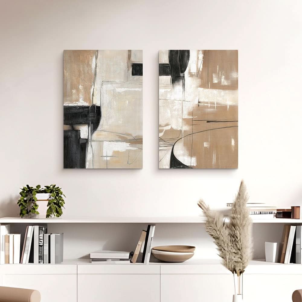 Black Brown Contemporary Abstract Canvas Wall Artwork