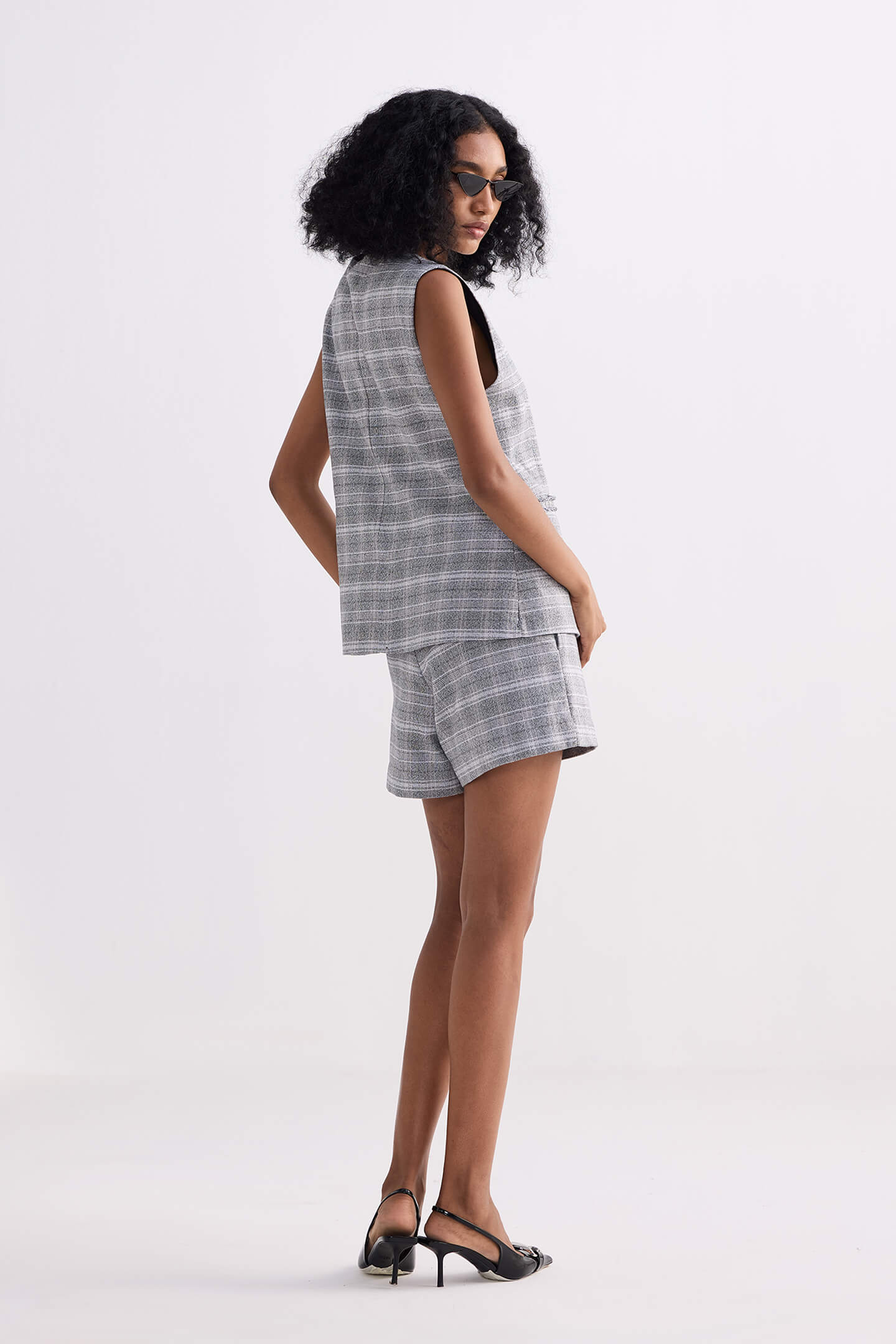 Cotton Tweed Shorts in Grey