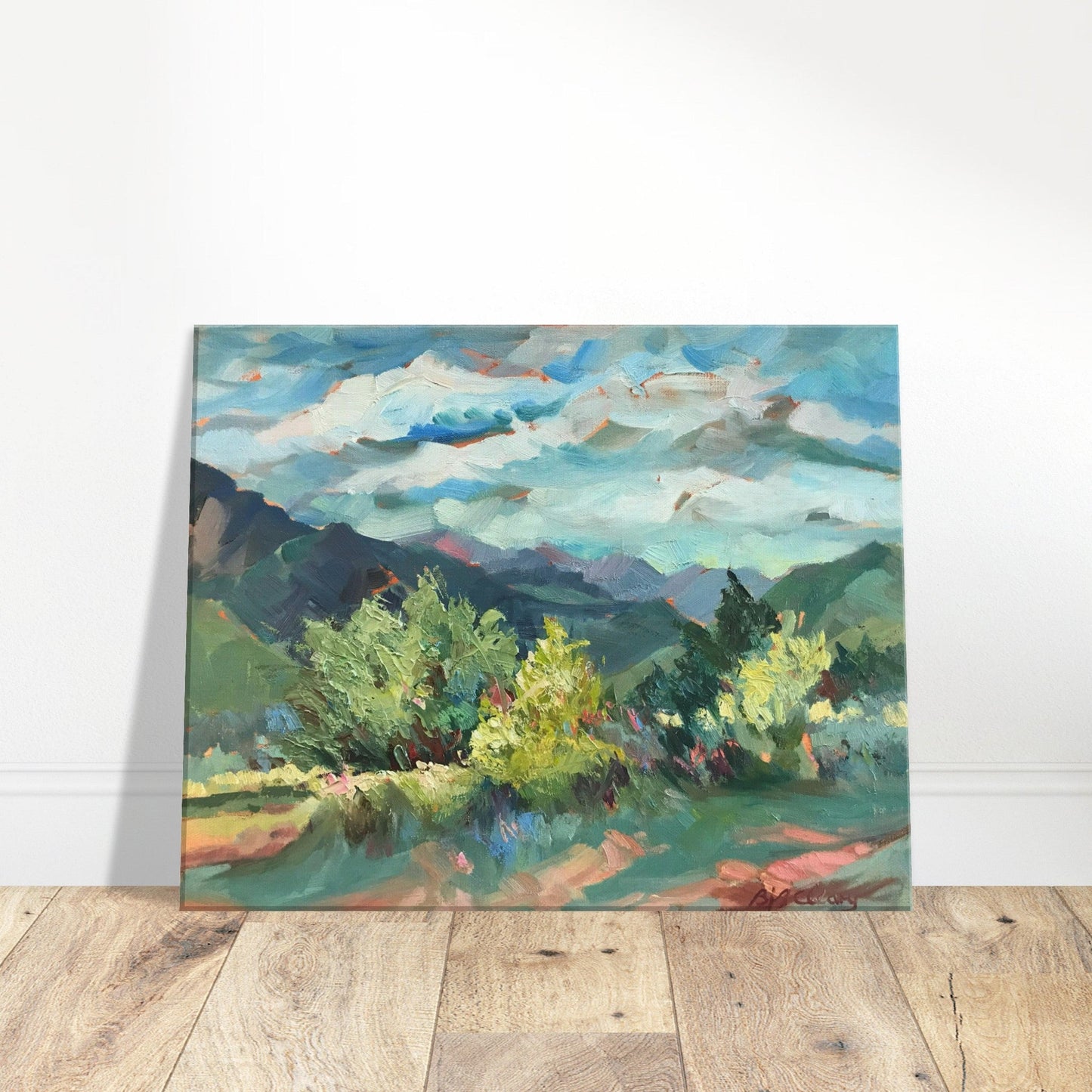'Pueblo Lands Plein Air' Southwestern Landscape I 16x20 inch Art Print on Canvas I Original Artwork by American Artist Barbara Cleary