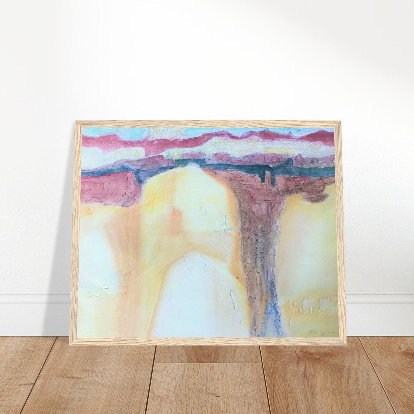 'Southwest Mixed Media' Abstract I 16x20 inch Wooden Framed Art Print  I Original Artwork by American Artist Barbara Cleary