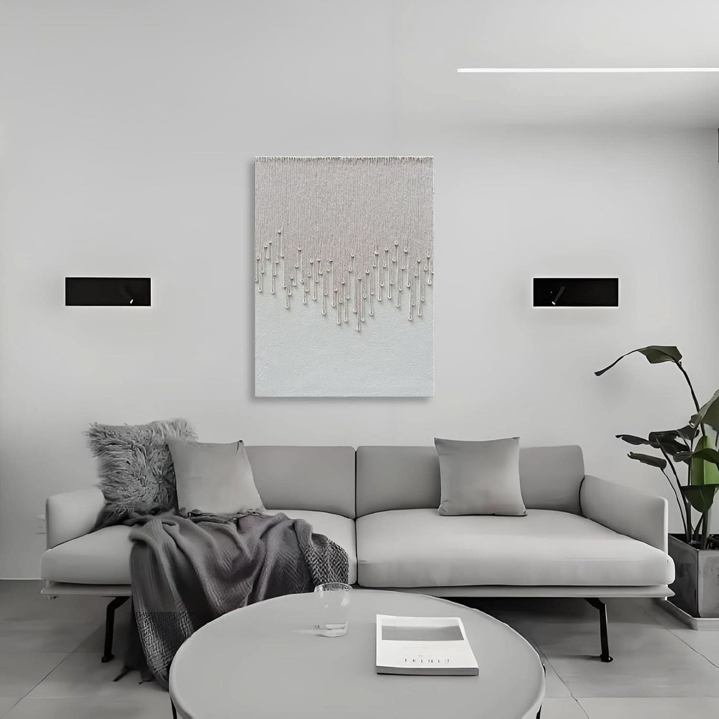 Hand-Painted White Abstract Oil Painting 40x28 Inch