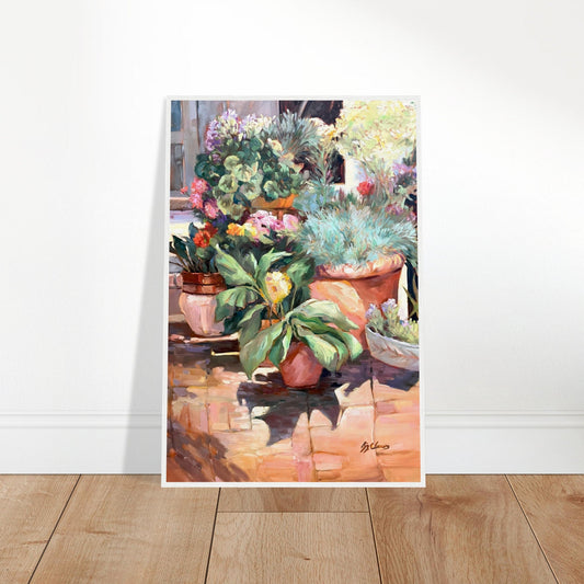 'Garden Serenity' Floral | 24x36 inch Wooden Framed Art Print | Original Artwork by American Artist Barbara Cleary