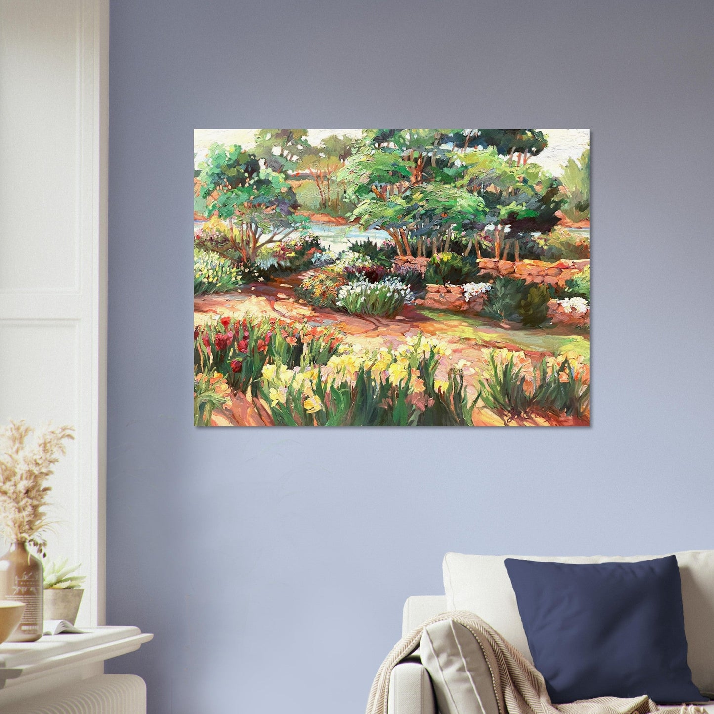 'Garden Serenity' Floral I 24x32 Museum-Quality Matte Paper Poster | Original Artwork by American Artist Barbara Cleary