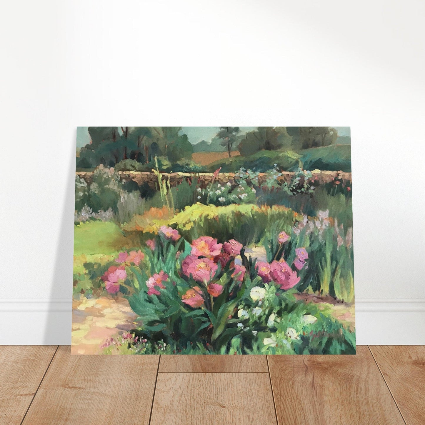 'Garden Peonies' Floral I 16x20 Museum-Quality Matte Paper Poster | Original Artwork by American Artist Barbara Cleary