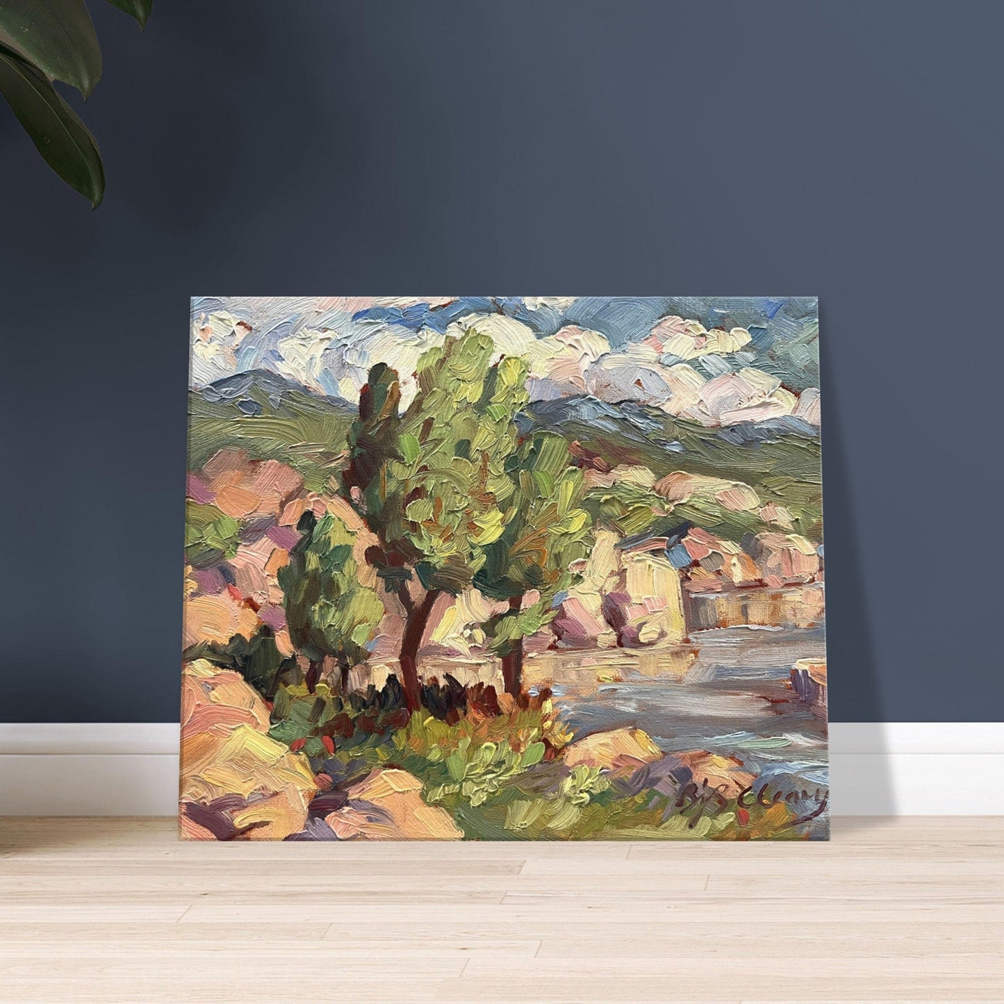 "Lakeside" Coastal Landscape I 20x24 inch Canvas Art Print I Original Artwork by American Artist Barbara Cleary