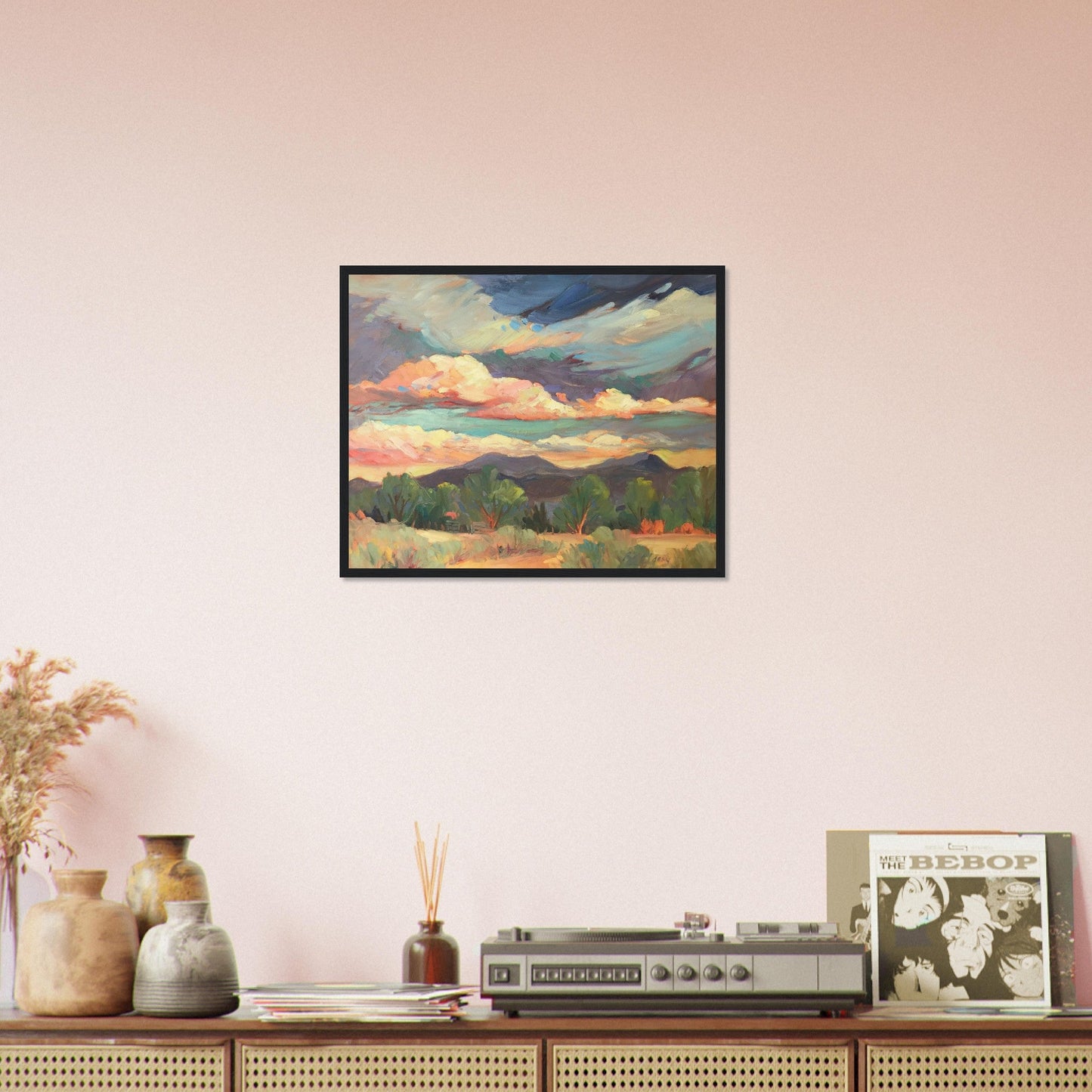 16x20 "New Mexico Sky" I Wooden Framed Art Print I Original Artwork by American Artist Barbara Cleary I F74