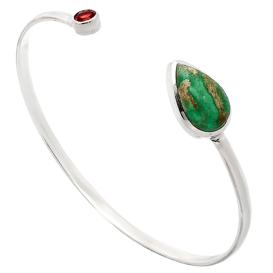 Premium Quality Utah Variscite & Garnet Cuff Bangle Bracelet B-1004 40-EB10417
