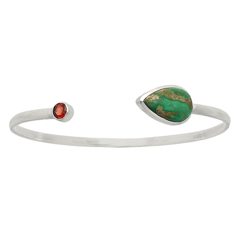 Premium Quality Utah Variscite & Garnet Cuff Bangle Bracelet B-1004 40-EB10417