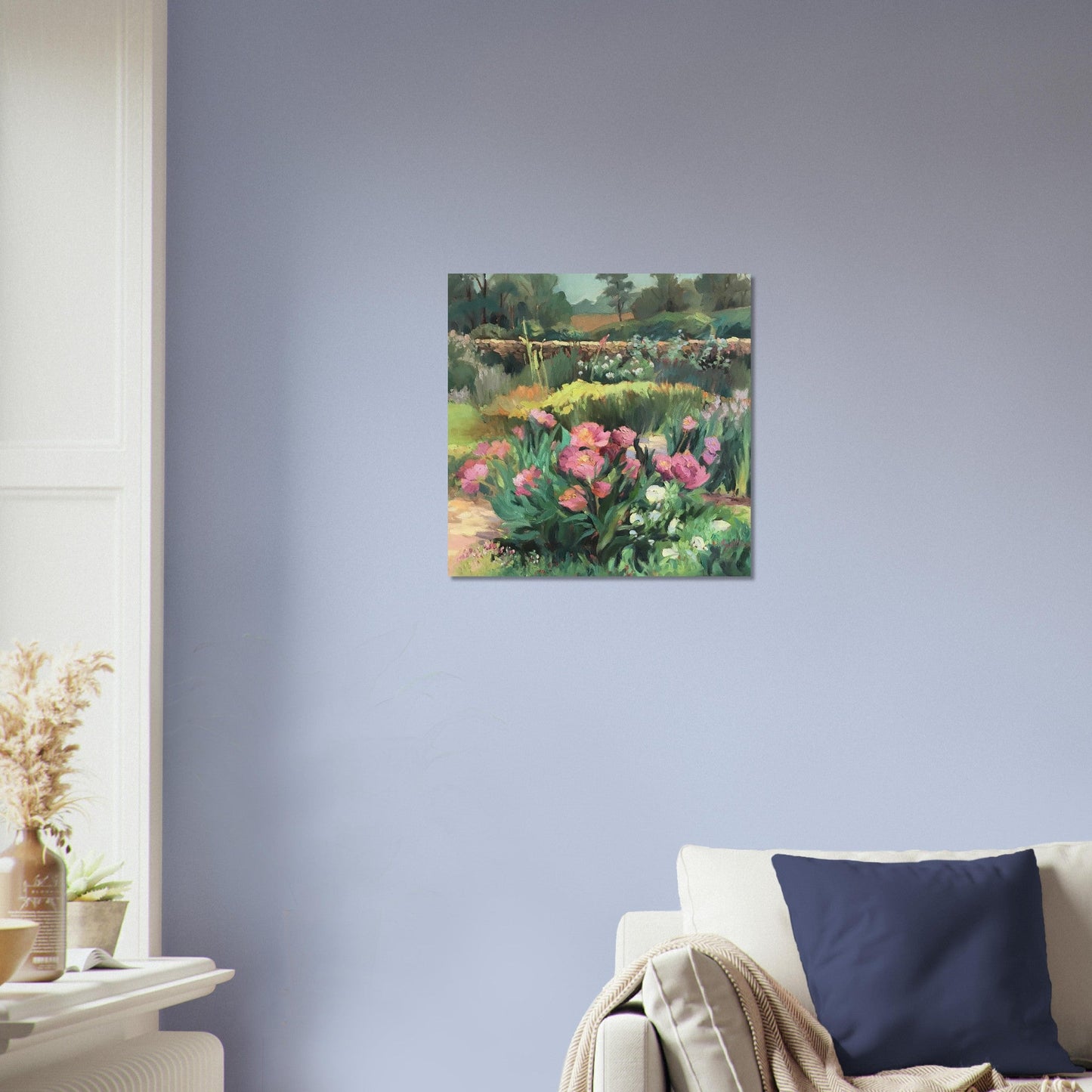 'Garden Peonies' Floral I 16x16 Museum-Quality Matte Paper Poster | Original Artwork by American Artist Barbara Cleary