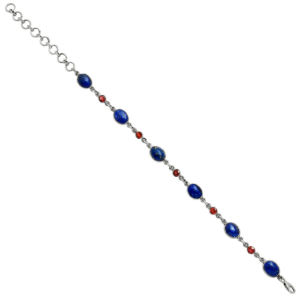 Premium Quality Lapis Lazuli - Afghanistan & Garnet Bracelet B-1006 42-EB10486