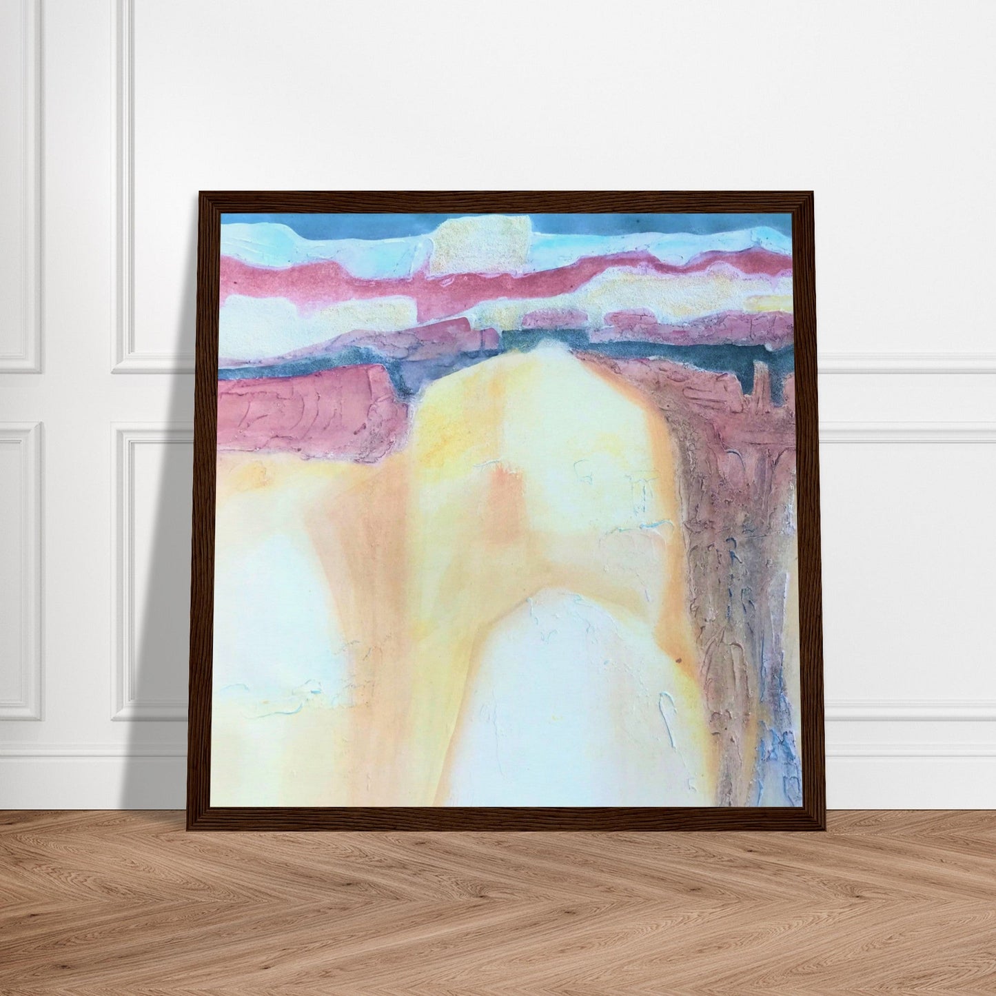 'Southwest Mixed Media' Abstract I  Ready-to-Hang 12x12 inch Framed Art Print I Original Artwork by American Artist Barbara Cleary