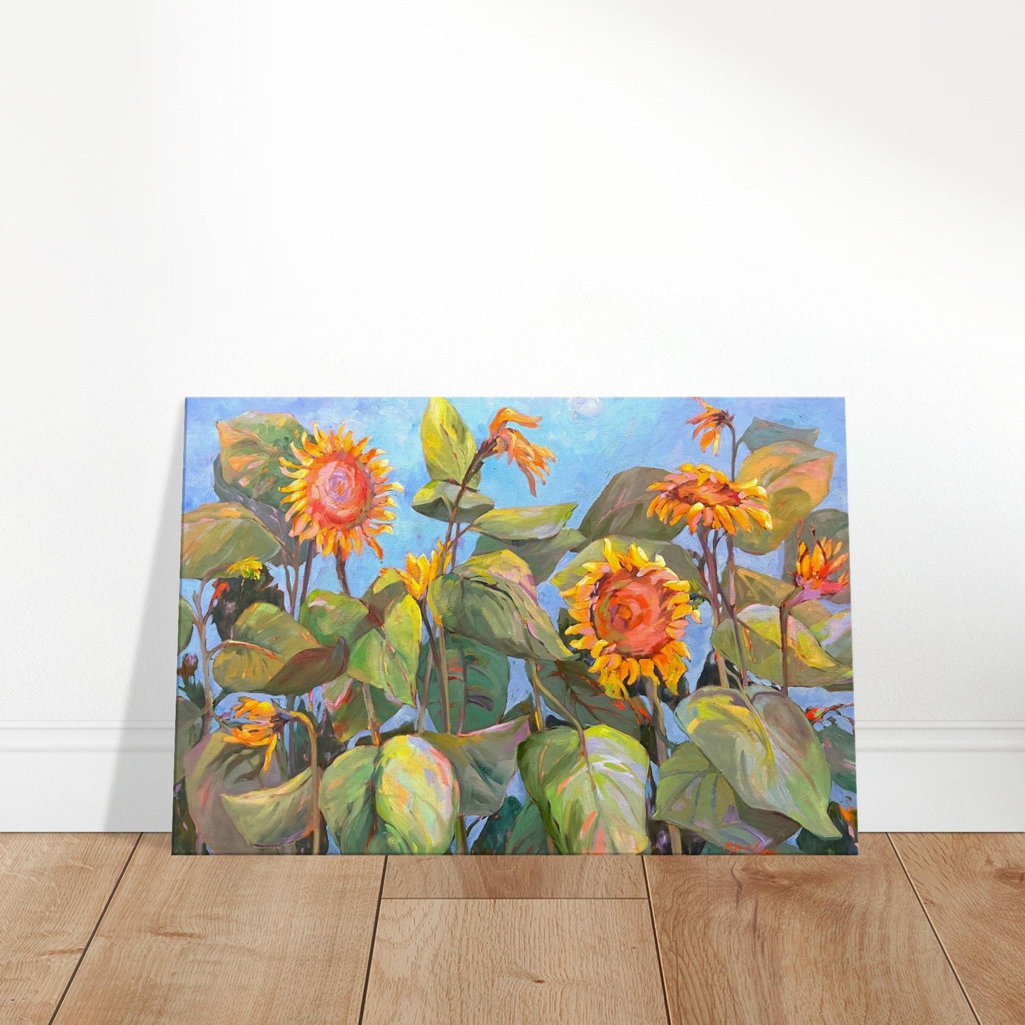 'Southwind Sunflowers 2' Floral I 24x36 inch Art Print on Canvas I Original Artwork by American Artist Barbara Cleary