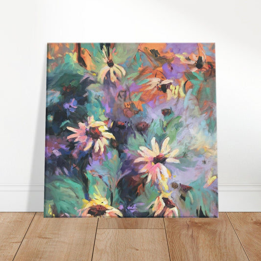 'Eastern Light Wildflowers' Floral I 12x12 inch Art Print on Canvas I Original Artwork by American Artist Barbara Cleary