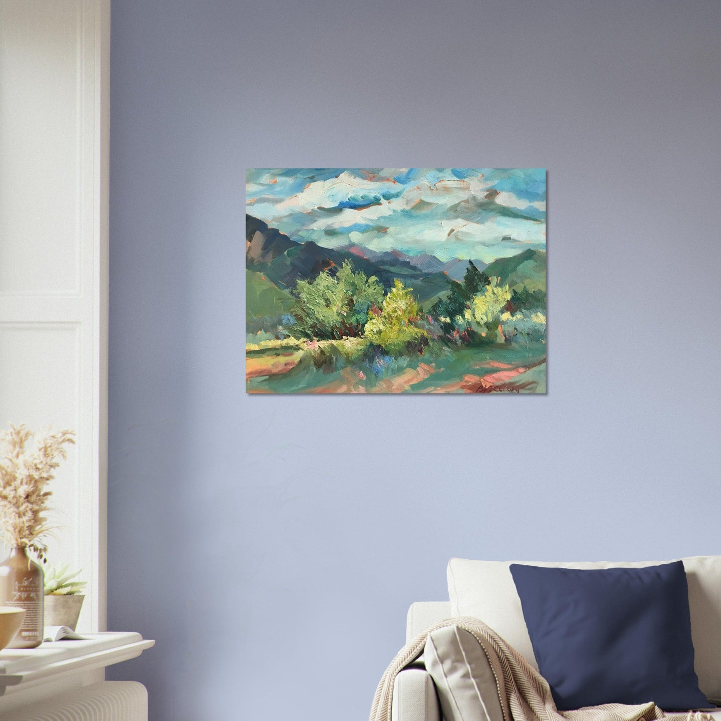 'Pueblo Lands Plein Air' Landscape I 18x24 Museum-Quality Matte Paper Poster | Original Artwork by American Artist Barbara Cleary