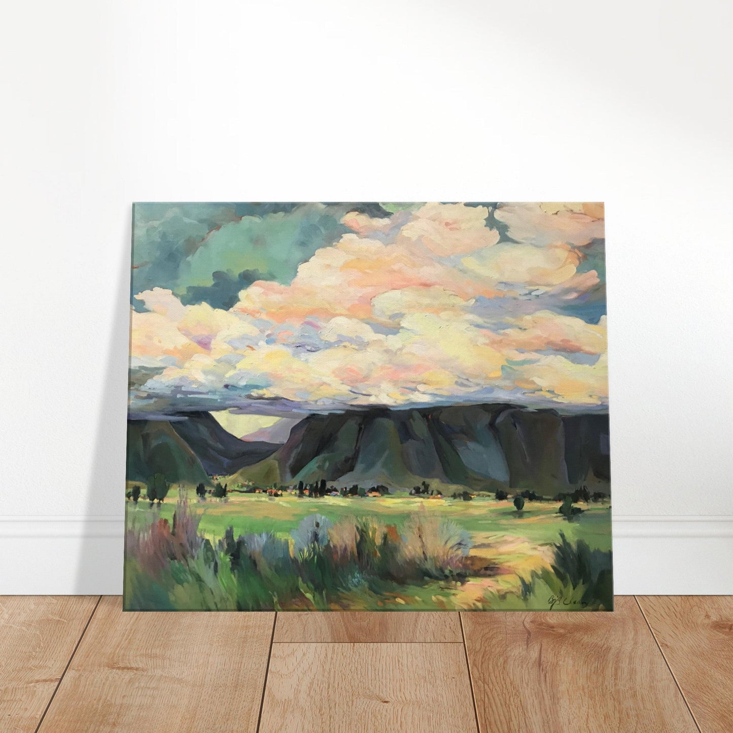 'Sky Valley Road' Landscape I 20x24 inch Art Print on Canvas I Original Artwork by American Artist Barbara Cleary