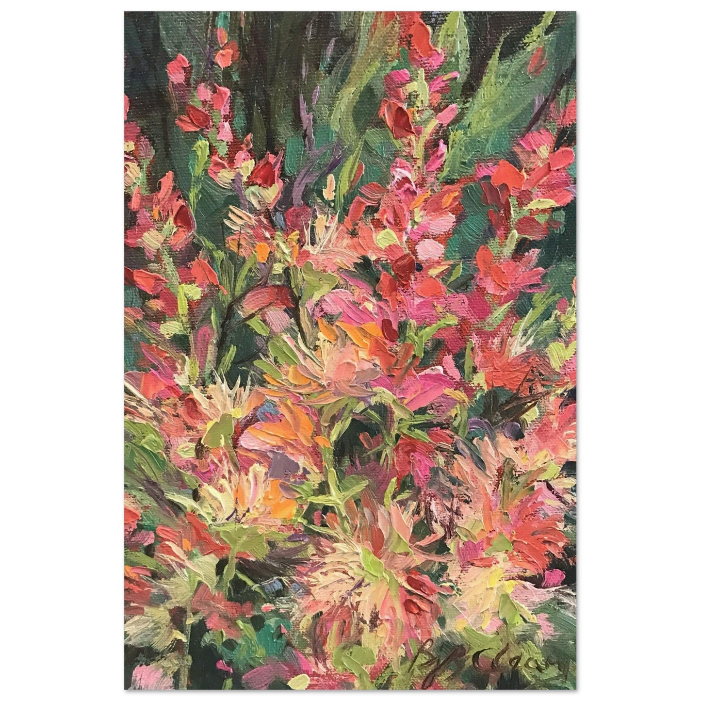 'Blossom Study' Floral I 16x24 Museum-Quality Matte Paper Poster | Original Artwork by American Artist Barbara Cleary (Fall Collection)