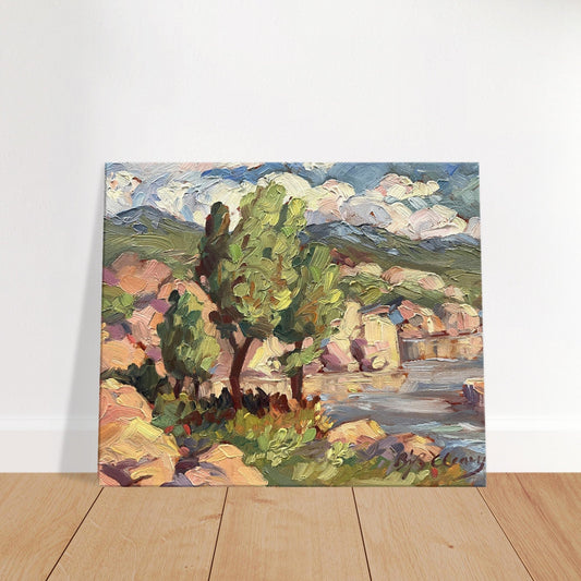 "Lakeside" Coastal Landscape I 20x24 inch Canvas Art Print I Original Artwork by American Artist Barbara Cleary