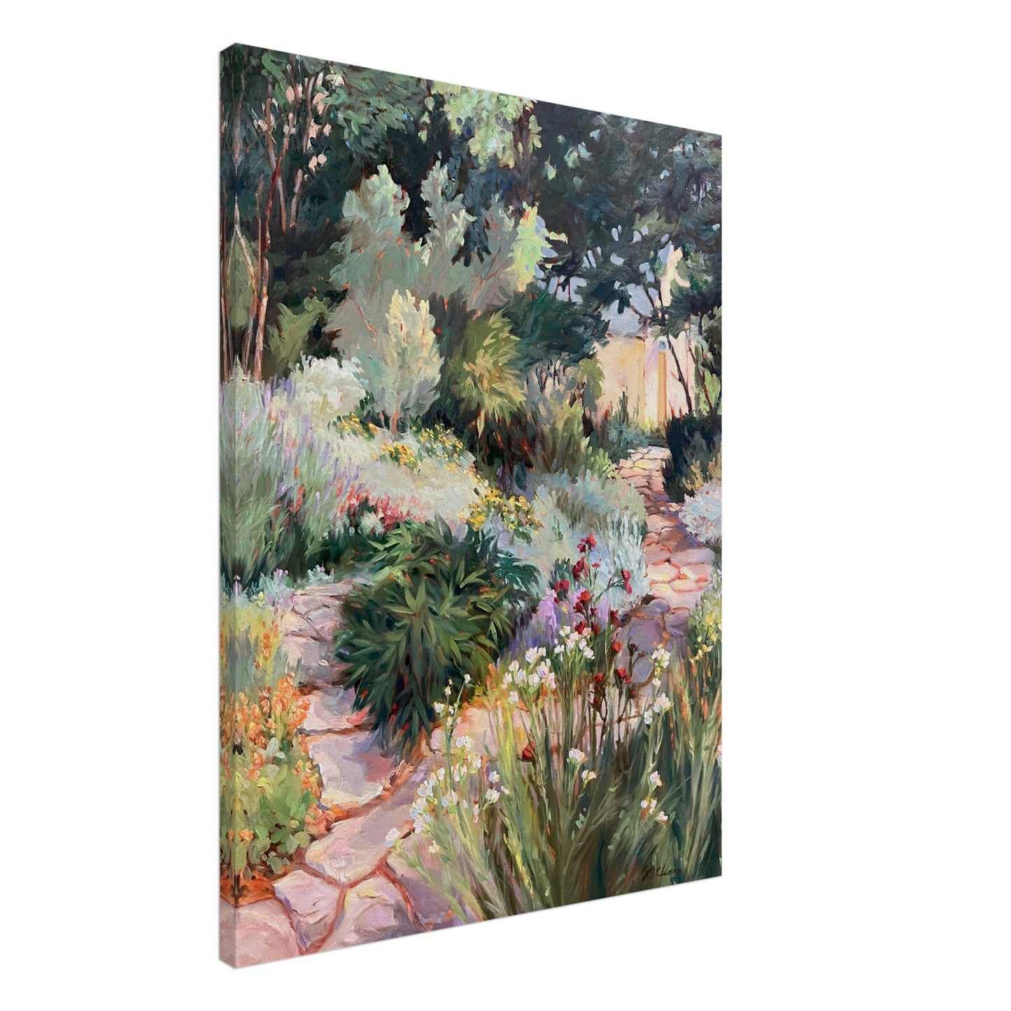 'Garden Path' Floral I 24x32 inch Art Print on Canvas I Original Artwork by American Artist Barbara Cleary