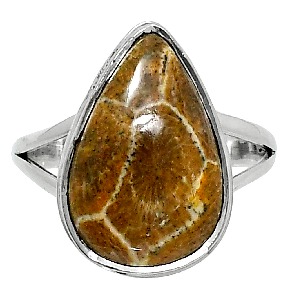 Premium Quality Flower Fossil Coral Ring size-10 R-1008 52-ER14226