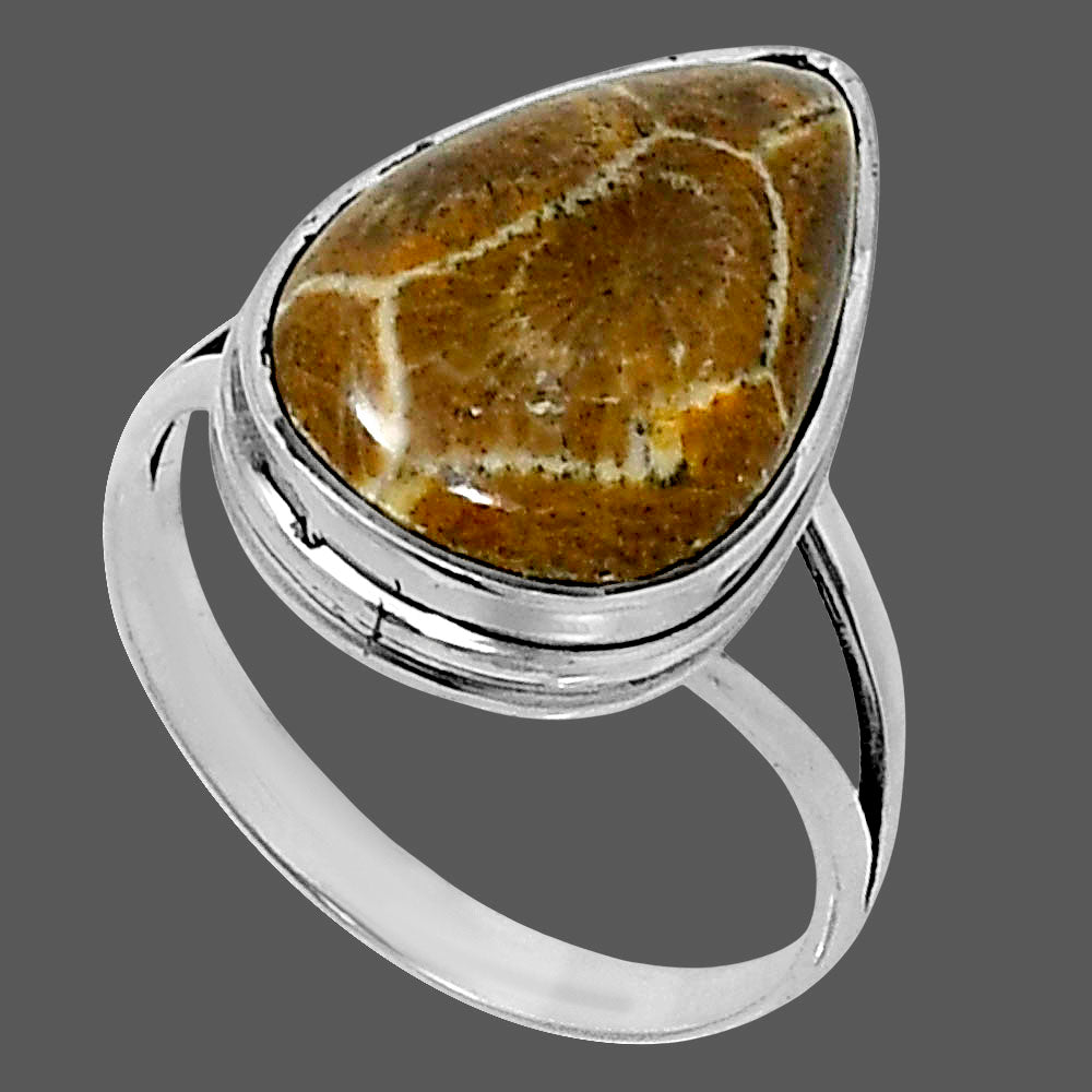 Premium Quality Flower Fossil Coral Ring size-10 R-1008 52-ER14226