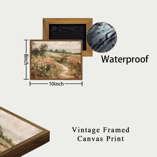 Framed Canvas Wall Art Landscape Print Wild flowers