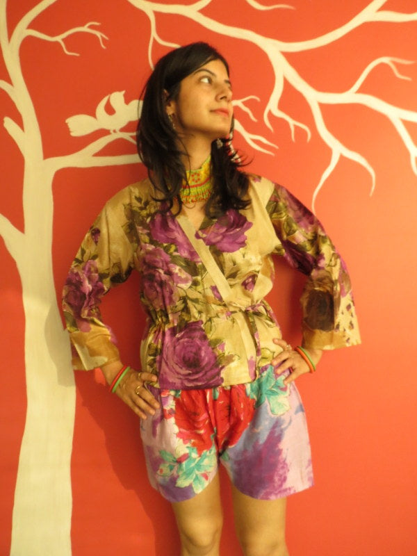 Purple Floral Shorts