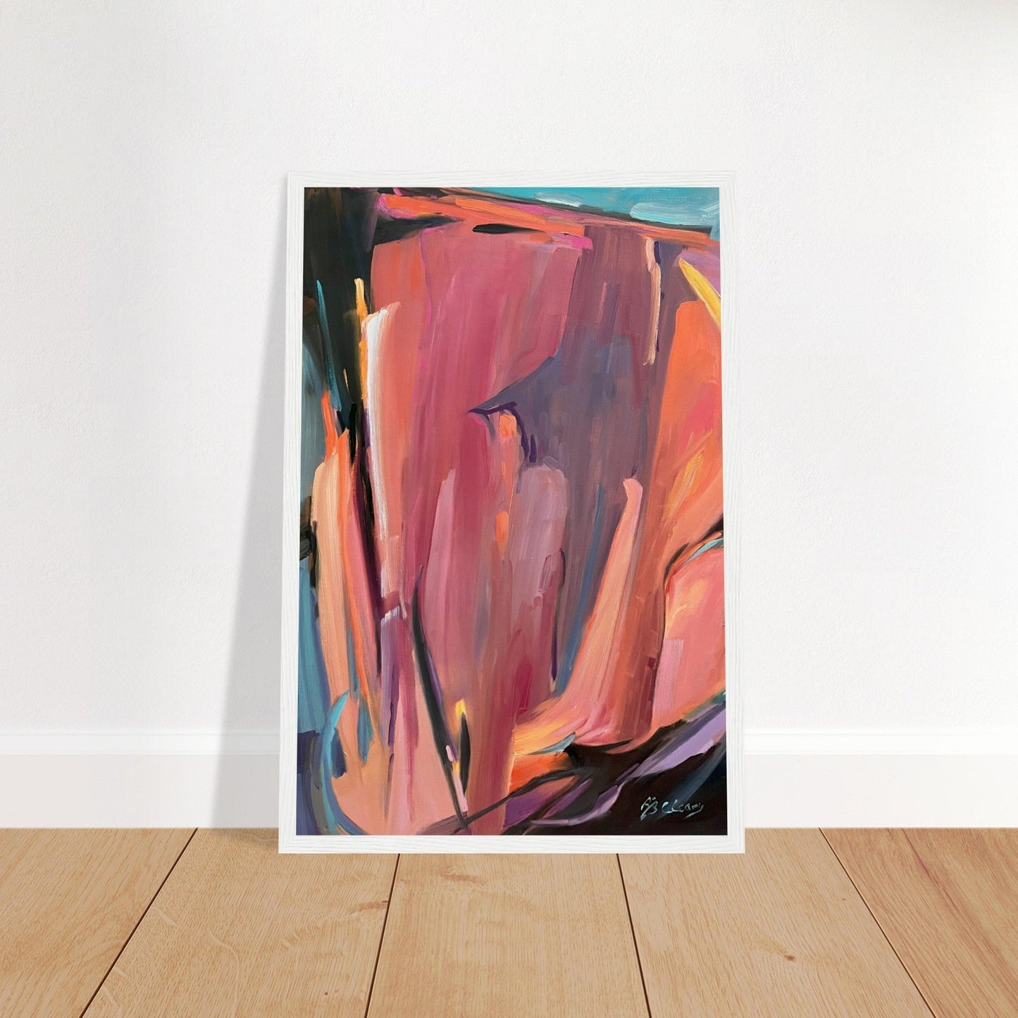 "Colorscape 1" 12x18 Abstract Art Print Wooden Framed I Original Artwork by Barbara Cleary
