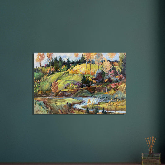 'Golden Hills' Landscape I 24x36 inch Art Print on Canvas I Original Artwork by American Artist Barbara Cleary