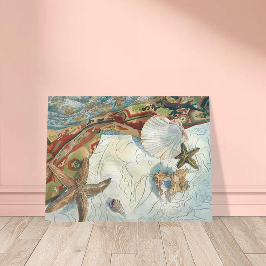 'Shells' Coastal Watercolor I 12x16 Museum-Quality Matte Paper Poster | Original Artwork by American Artist Barbara Cleary
