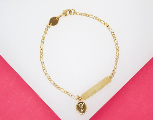 Gold Filled Dangle Nino Divino Charm Bracelet With Plate