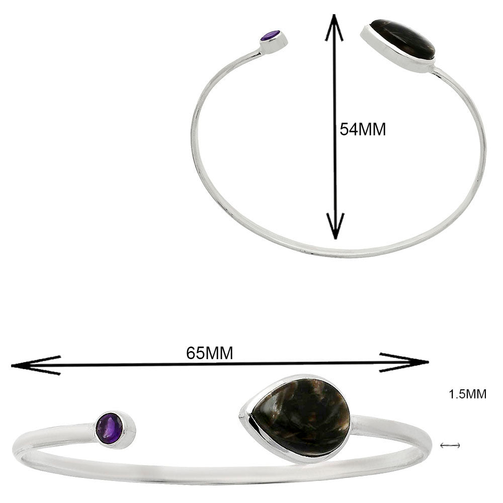 Premium Quality Bat Cave Jasper, Amethyst Cuff Bangle Bracelet B-1004 56-EB10560