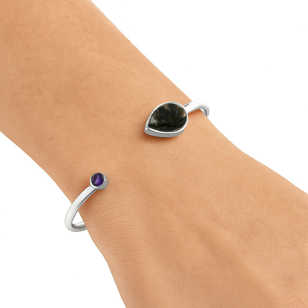 Premium Quality Bat Cave Jasper, Amethyst Cuff Bangle Bracelet B-1004 56-EB10560