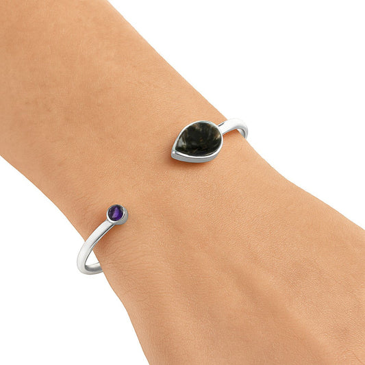 Premium Quality Bat Cave Jasper, Amethyst Cuff Bangle Bracelet B-1004 56-EB10560