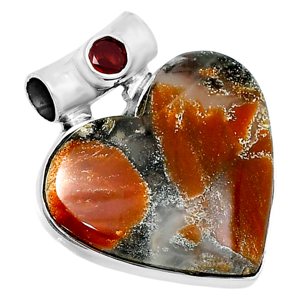 Premium Heart Tabu Jasper & Garnet Pendant P-1300 56-EP10676