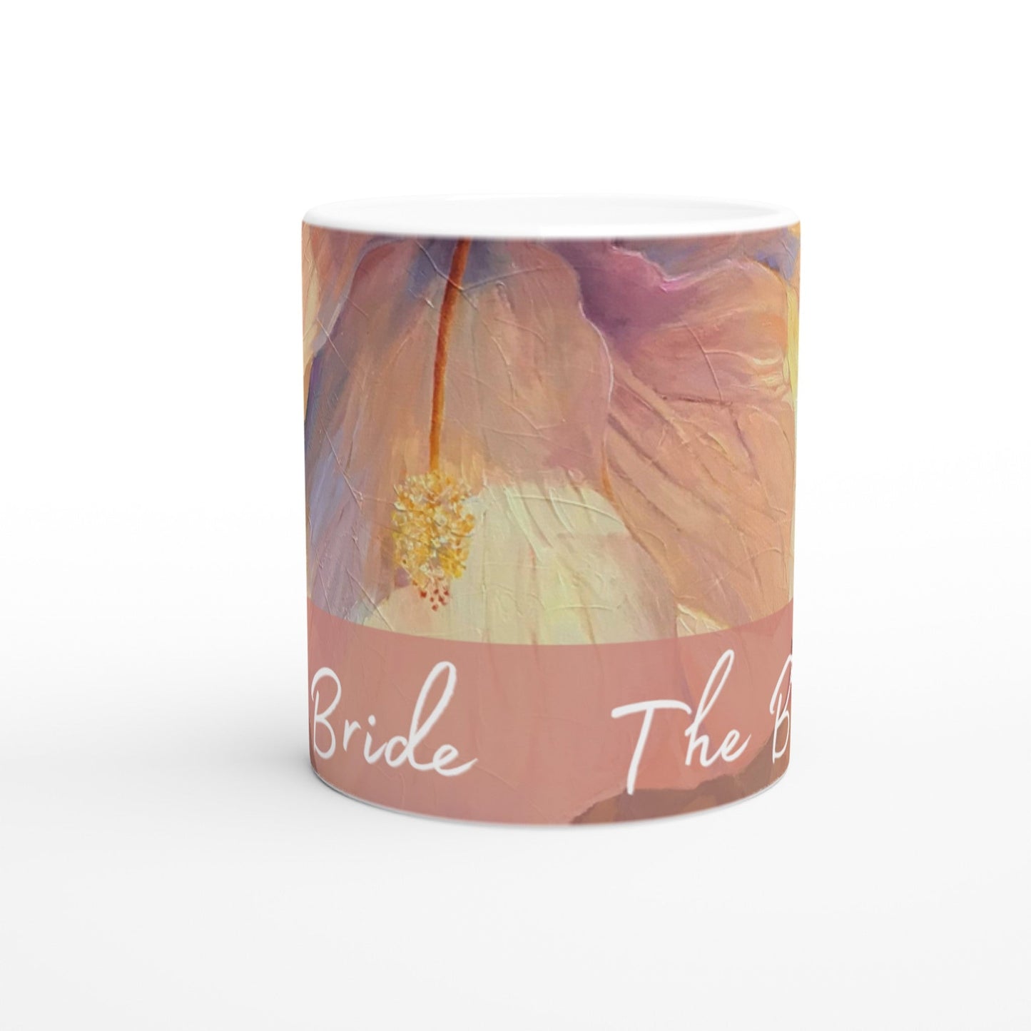 'Bride' 11oz White Ceramic Mug | Bridal Collection with 'Hibiscus' Artwork by American Artist Barbara Cleary